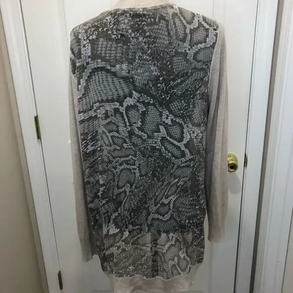 89th & Madison open front cardigan sweater with sheer snake skin print x large - Picture 7 of 9
